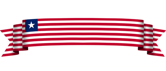 Liberian flag ribbon banner isolated on transparent background. PNG. Liberia flag PNG. Liberian long flag ribbon for celebration, decoration, etc.