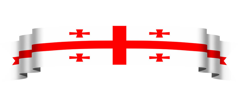 Georgia flag ribbon banner isolated on transparent background. PNG. Georgia flag PNG. Georgia long flag ribbon for celebration, decoration, etc.