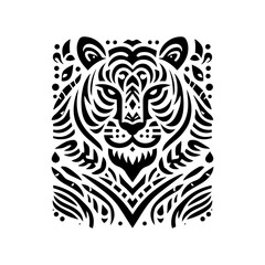 Black flat tribal tiger stripe design on white background