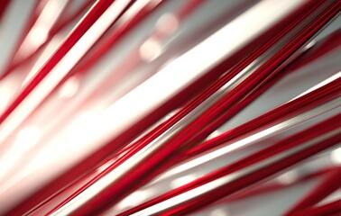 Red rays background, red lines on a white background, red and silver light effects, perspective composition, high contrast, and an abstract art style. The rays form an intricate pattern with a sense