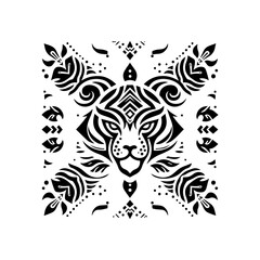Black flat tribal tiger stripe design on white background