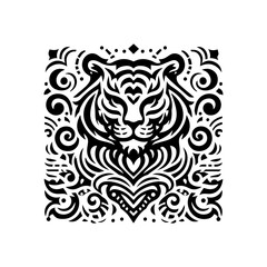 Black flat tribal tiger stripe design on white background