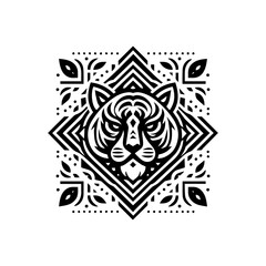 Black flat tribal tiger stripe design on white background