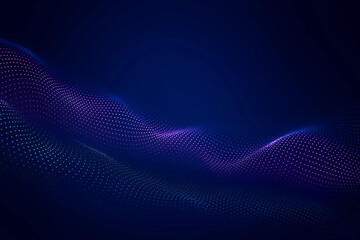 Obraz premium Abstract Digital Wave Background with Gradient Dots on Dark Blue