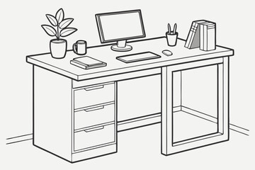 modern office desk with a flat top and clean
