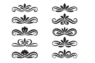 Fototapeta premium Vector art of isolated black floral ornaments on white background