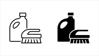 Cleaning products icon set. household cleaning and housekeeping thin line symbol. vector illustration on white background