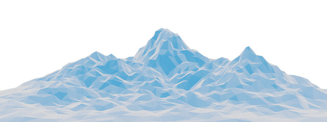 Fototapeta premium 3D Blue low polygon ice mountain.