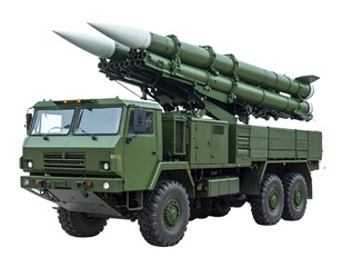 A formidable military truck-mounted missile launcher showcasing advanced defense technology and strategic power