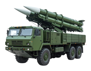 A formidable military truck-mounted missile launcher showcasing advanced defense technology and strategic power