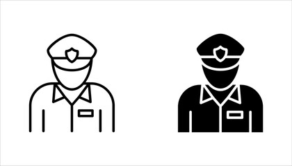 Police linear icon set. Police officer. vector illustration on white background