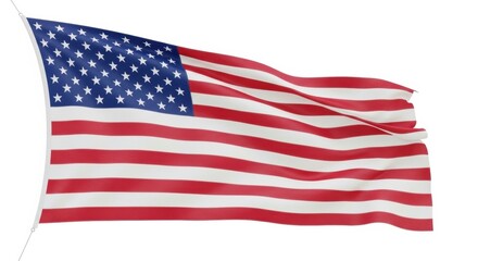 Fototapeta premium 3D Render of US Flag Waving on an Isolated White Background