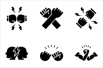 Rivalry linear icon set. Friendly contest, competitive interpersonal relationship symbol. vector illustration on white background