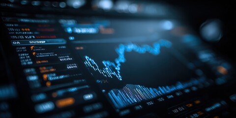 Fototapeta premium Detailed digital stock market chart showing financial data and online trading trends.
