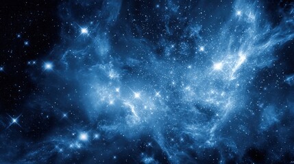 Fototapeta premium Vast Starry Night Sky with Brilliant Bright Stars and Dense Nebulae in Deep Space Scene.