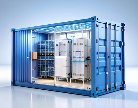 Cutaway 3D visualization of a single BESS container