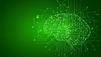 Obraz premium concept of artificial intelligence represented by a glowing brain circuit and connected nodes