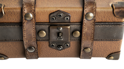 Antique leather suitcase with metal clasps