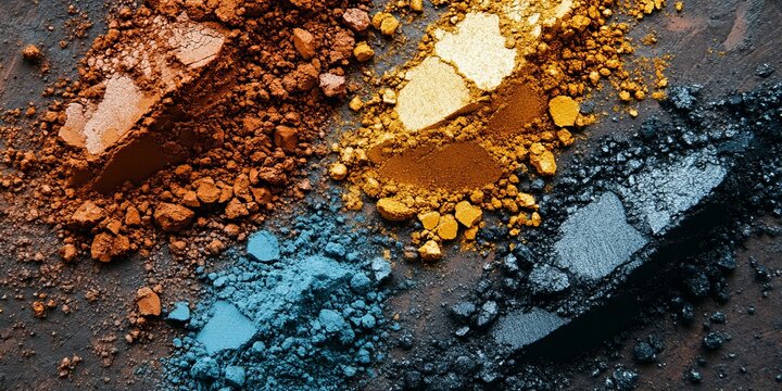 Crushed eyeshadow pigments on dark surface