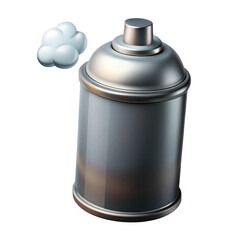 Metallic spray can with cloud effect isolated on transparent background