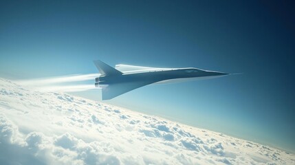 Fototapeta premium Hypersonic Aircraft Soaring Above Clouds