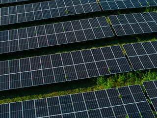 Solar panels at a power station for renewable energy generation