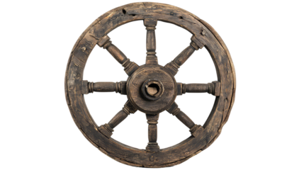 Antique wooden ship wheel