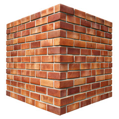 Obraz premium Brick wall half corner segment PNG icon isolated with transparent background construction design