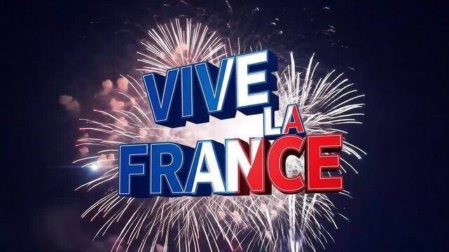 Celebrate bastille day with fireworks and vive la france graphic