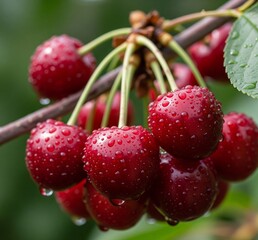 red cherries on a tree