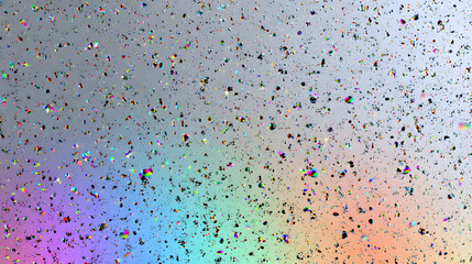 Soft pearlescent gradient background with sparkling metal flecks scattered across the surface creating a subtle reflective and elegant shimmer