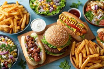 Variety of fast food poster advertising