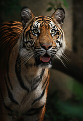 Sumatran tiger (Panthera tigris sumatrae) beautiful animal and his portrait