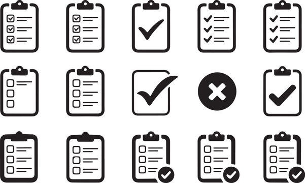 Checlist Icons: Task Management, To-Do List, Project Planning, Workflow Symbols