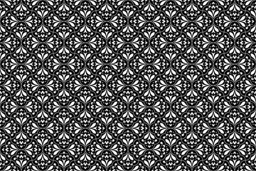 Flower geometric pattern. Seamless vector background. White and black ornament.