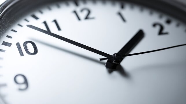 Close-up of a Modern Analog Clock Showing Time at Nearly Eleven O'Clock.