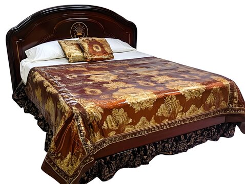 Elegant Brown Gold Floral Bedding Set Double Bed