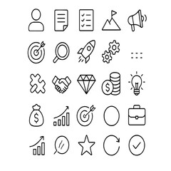 Naklejka premium Versatile Vector Icons: People, Business, Nature & Symbols