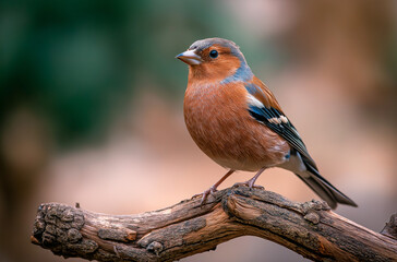 Chaffinch bird sitting on a branch, natural background, uccelli, pettirosso,