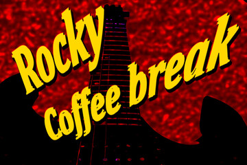 Rock relax. Coffee break and electric guitar on red