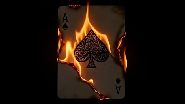 Burning Ace of Spades Card.