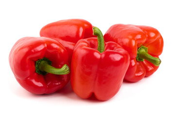 Red Bell Peppers Pile, isolated on white background