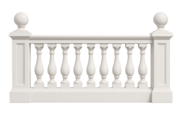 Classic stone balustrade isolated on transparent background