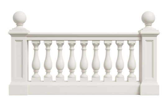 Classic stone balustrade isolated on transparent background