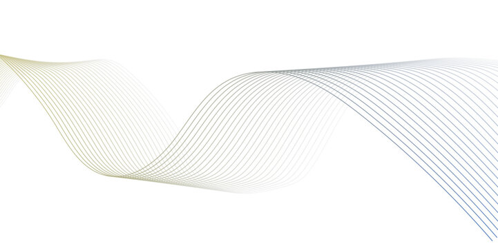 An abstract, minimalist illustration featuring multiple overlapping and undulating waves or ribbons composed of fine, translucent lines. The color scheme is dominated by cool blues and muted yellows.