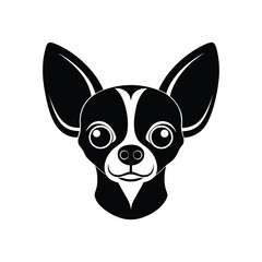 Silhouette tattoo style art illustration of Chihuahua head with large upright ears.eps
