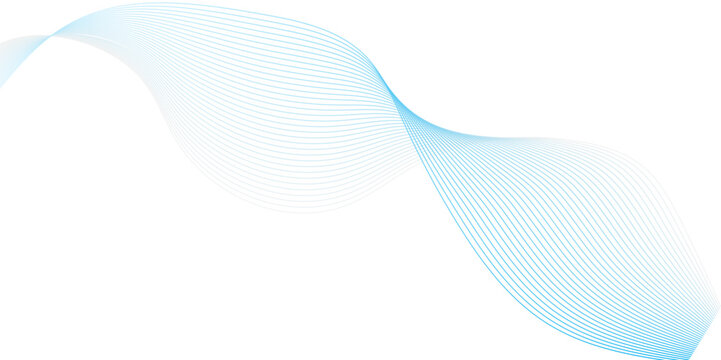 "A subtle, elongated wave of sheer blue lines gracefully undulates across a clean white backdrop, suggesting fluid motion and digital sophistication."