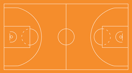 Basketball field. Basketball court field background. Basketball court top view. flat style.