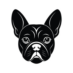 Silhouette tattoo style art illustration of French Bulldog face.eps