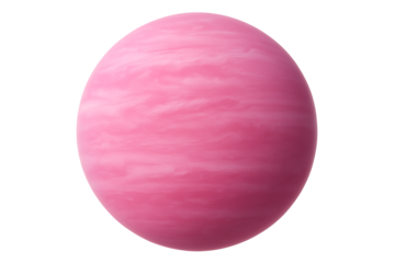 Fantasy pink gas planet with cloudy texture isolated on transparent background